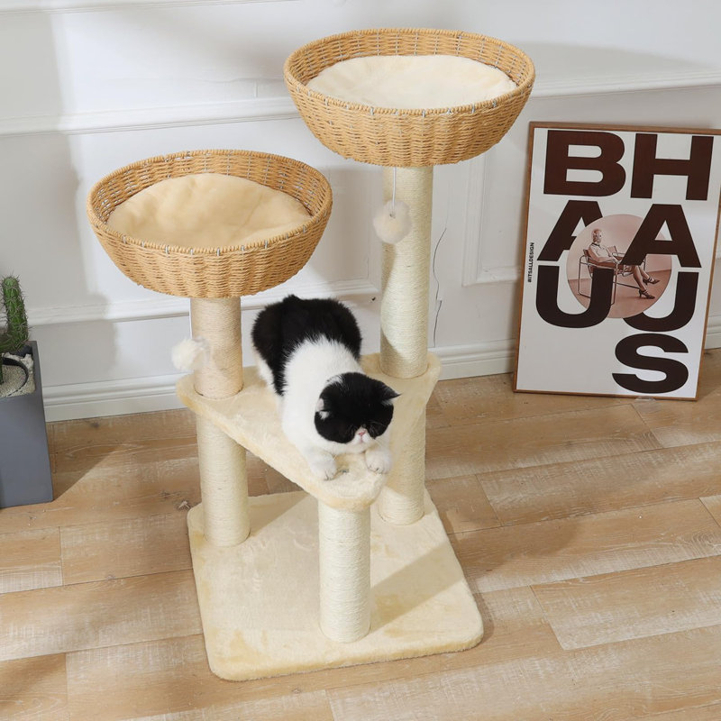 Cat tree with wicker basket best sale